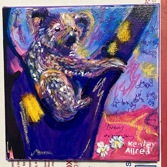 Hand Crafted Other - Original Art Koala Stretched Canvas Painting Size 8”x8” Artwork